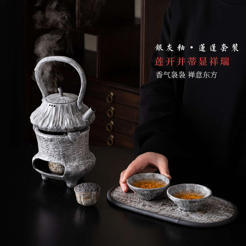 Bộ dụng cụ pha trà kiểu mới, bộ bếp pha trà gốm sứ đầy đủ, ấm trà, bộ ấm chén, khay trà
