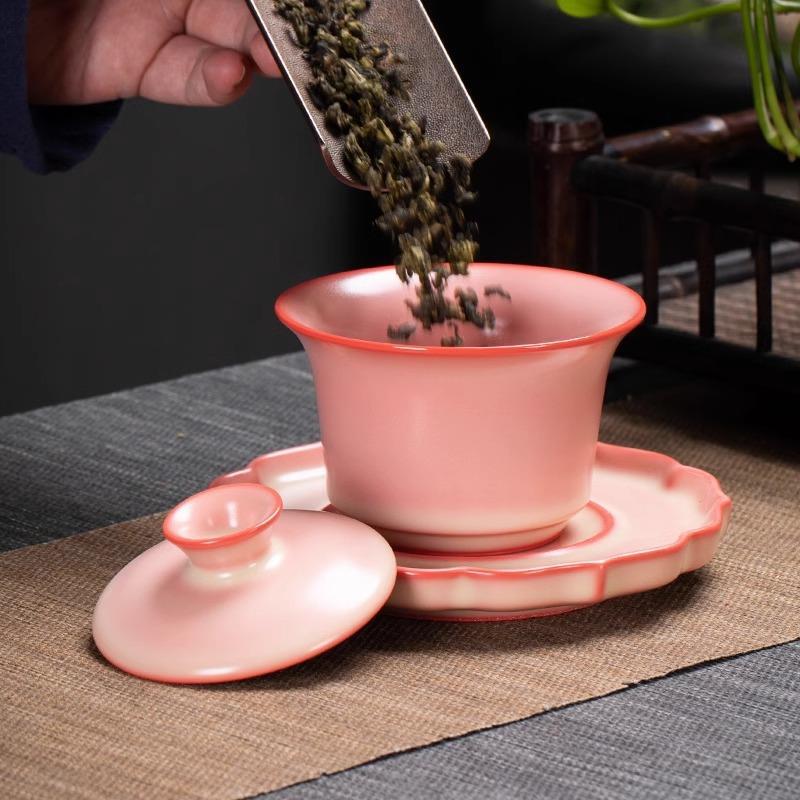 Ruyao mỡ lợn đông lạnh bột đỏ phụ nữ móng ngựa nắp bát carmine phụ nữ pha trà bát Li Huizuo 2025 sản phẩm mới