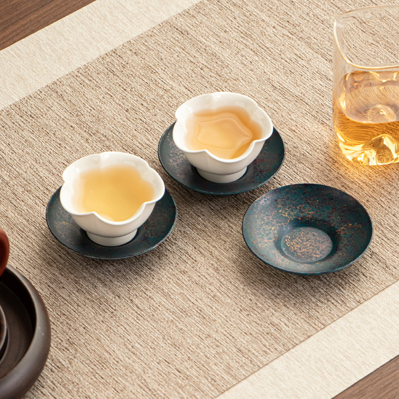 Bán buôn lót ly thủ công cổ điển lót ly trà sơn mài sắt cũ lót cách nhiệt cốc tròn đựng cốc phụ kiện bộ trà Kung Fu gia dụng