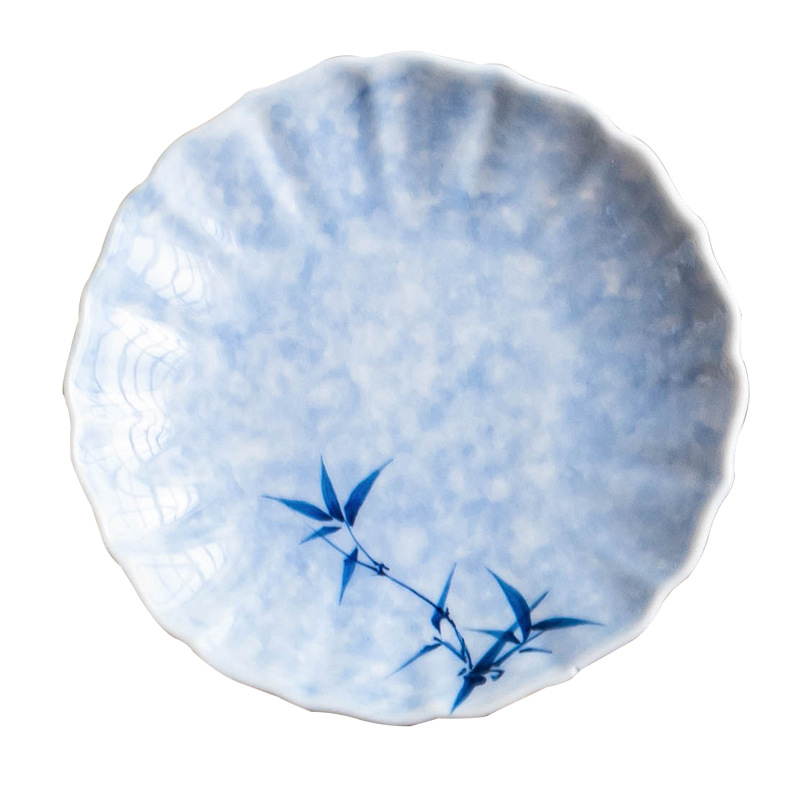 Lót cốc miệng hoa tre mực vẽ tay, lót cách nhiệt chống trượt, khay đựng cốc gốm sứ gia dụng, khay trà, phụ kiện trà đạo Kung Fu, khay giải khát