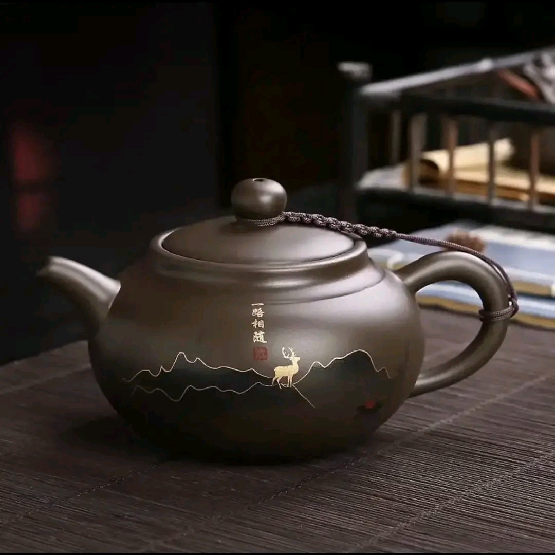 Ấm đất sét Tím quặng thô, ấm giả cổ bằng đất sét Tím dung tích lớn, ấm trà gia dụng, ấm đơn 400-450 ml