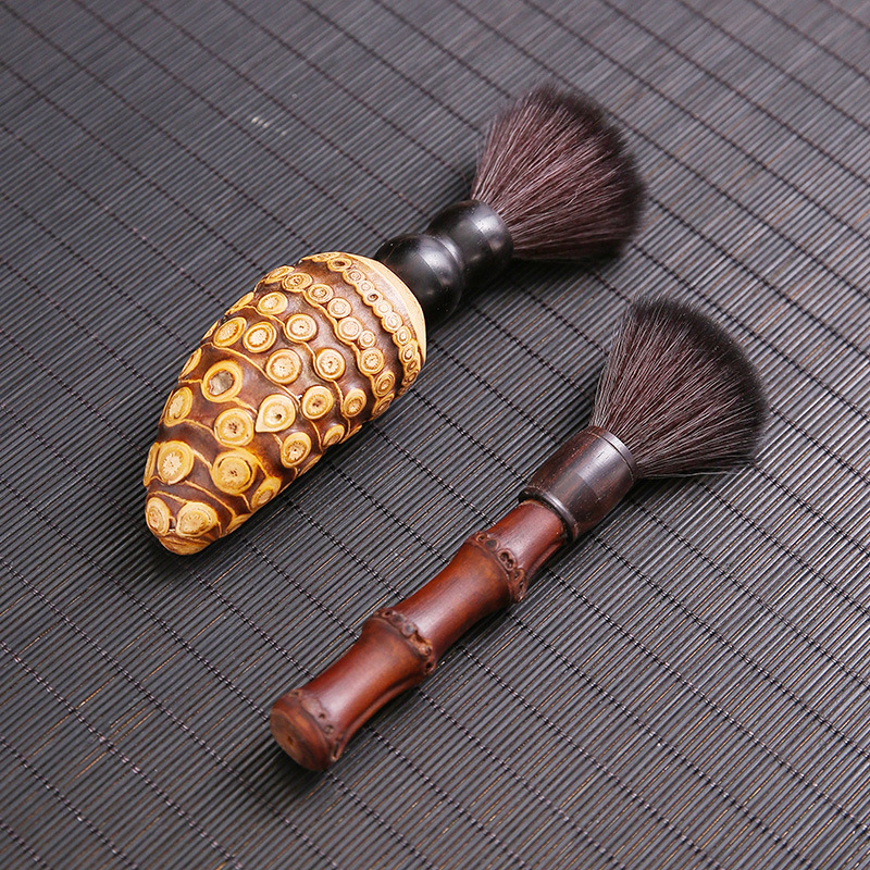 Bút nâng ấm gốc tre tự nhiên, bàn trà, bàn trà, Khay trà, bút trà, bàn chải tre than, phụ kiện trà đạo không có lông