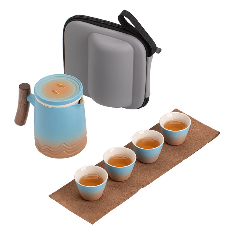 Bộ trà du lịch một bình bốn cốc di động Bộ trà pha trà Kung Fu đơn giản tiện mang theo cắm trại ngoài trời