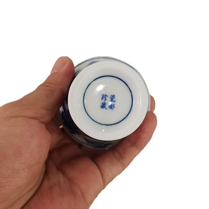 Gốm sứ Jingdezhen cao cấp màu xanh và trắng phong cảnh cốc chủ sở hữu cốc đơn bộ trà Kung Fu cốc trà cốc hương thơm cốc trà