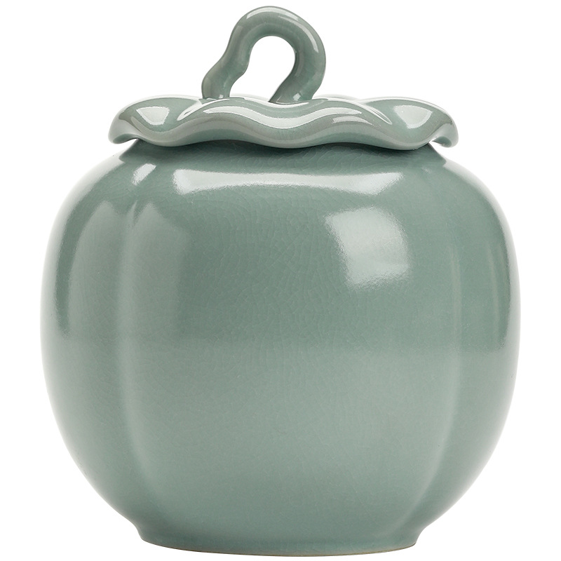 Hộp đựng trà, lọ đựng trà bằng gốm sứ kín, họa tiết vân nứt Zen wing của lò Ru, hộp đựng trà đặc biệt dành cho trà đen và trà đá.