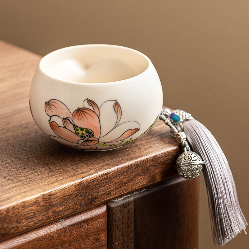 Cốc trà cao cấp, cốc chủ nhân, mặt dây chuyền tua vẽ tay, cốc La Hán, bộ trà gốm sứ Trung Quốc, cốc trà