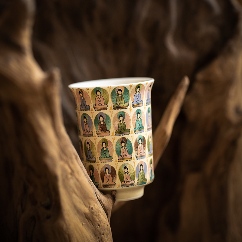 Cốc chủ sở hữu gốm sứ Đôn Hoàng, bộ trà Kung Fu, cốc trà, cốc Cola, tranh tường Mogao Grottoes, cốc Thiền ngàn Phật