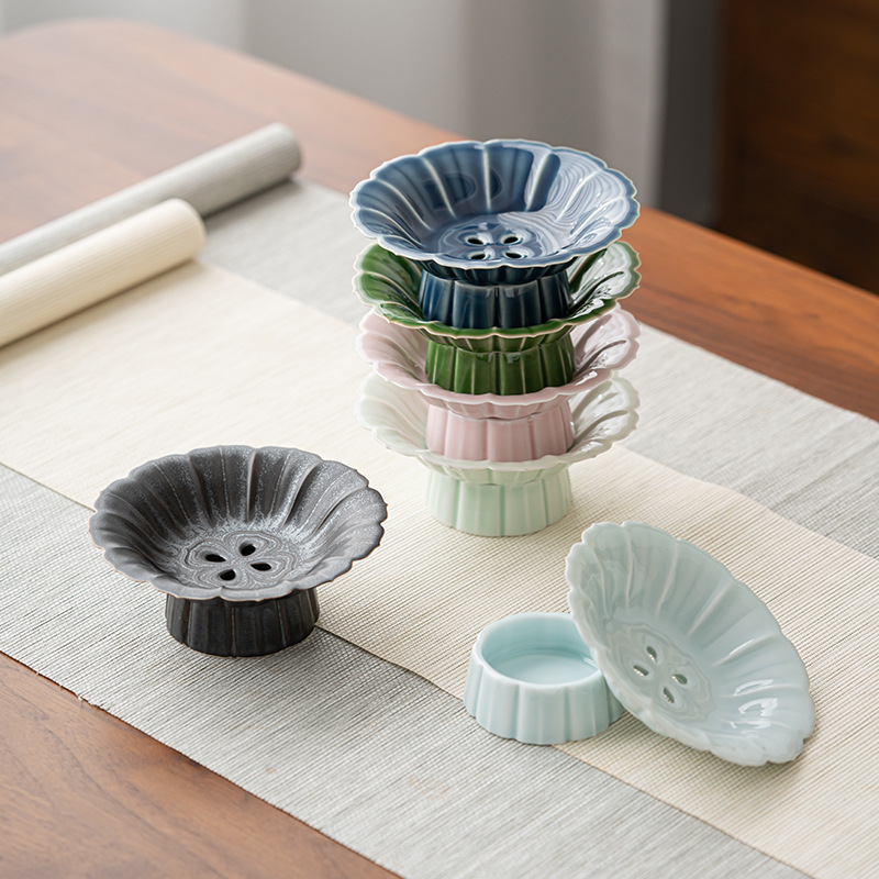 Khay đựng trái cây thoát nước chân cao sáng tạo trà đá quanh lò, khay đựng trà gốm sứ đơn giản, khay đựng trái cây khô, khay đựng trái cây chia đôi