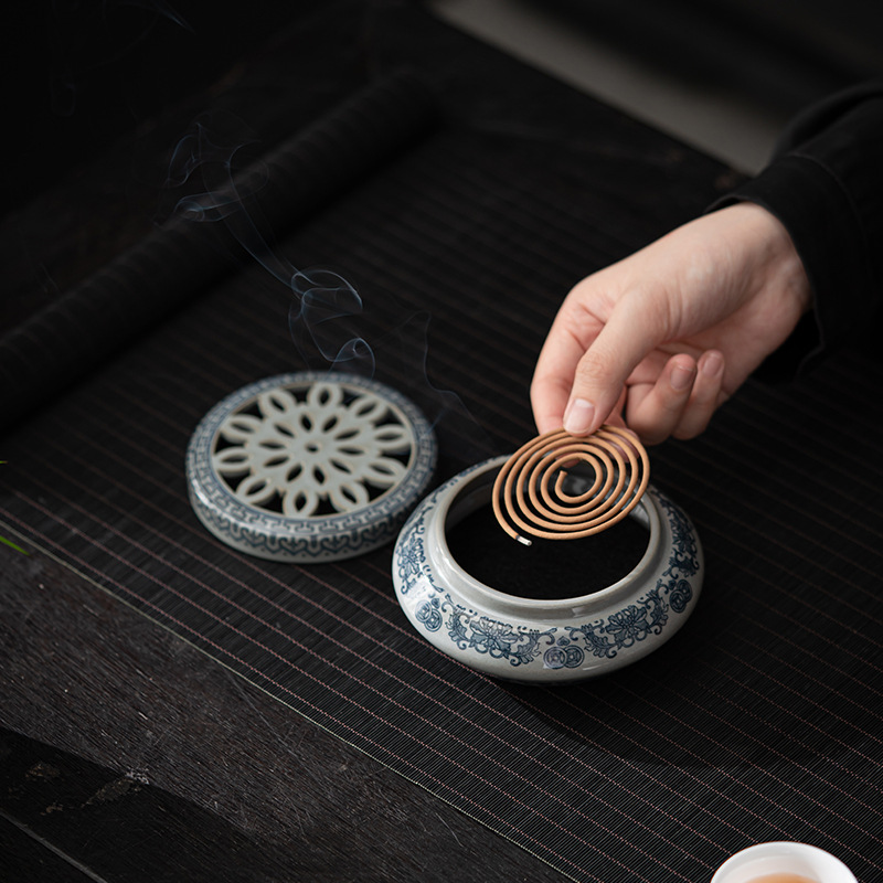 Lư hương màu xanh và trắng, lư hương, lư hương, lư hương, lư hương trầm hương, lư hương gỗ đàn hương trong nhà, đồ trang trí sáng tạo