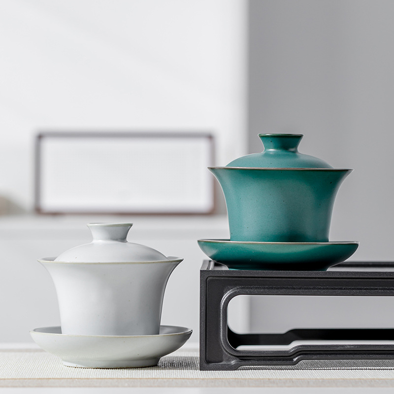 Bát có nắp gốm thô bằng lò nung kiểu Nhật bát có nắp đậy bằng gốm sứ thủ công cỡ lớn Bộ trà Kung Fu Bát trà cốc pha trà