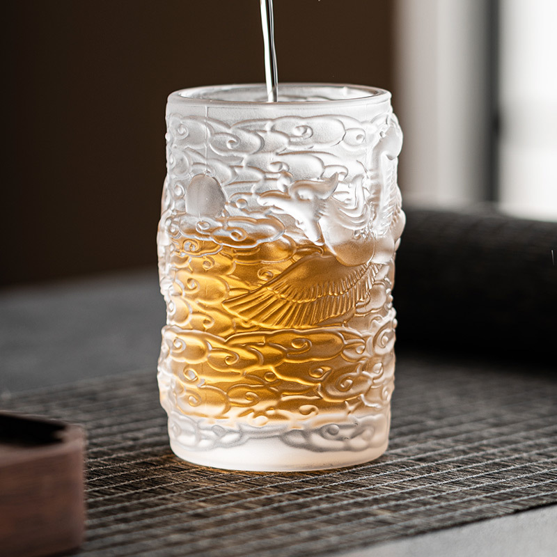 Cốc trà men màu Long Phượng Tường cốc thủy tinh cốc chủ nhân cặp đôi nam nữ uống nước cốc nhỏ Bộ trà Kung Fu cao cấp