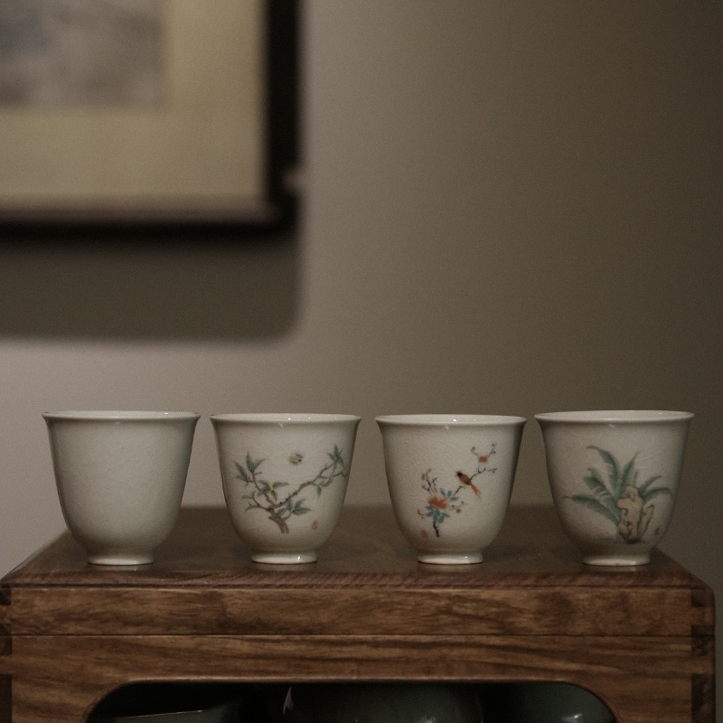 Cốc trà Xám thực vật men ngọc cổ cốc đơn cá nhân tách trà cốc chủ nhân Cốc gốm sứ công phu