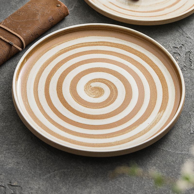 Đĩa phẳng gốm sứ Đĩa ren gốm thô cổ điển Đĩa có giá trị cao Đĩa món ăn gia dụng Đĩa ăn phương Tây Đĩa bít tết