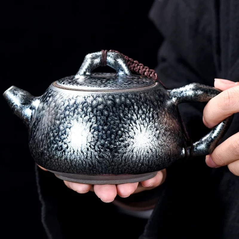 Ấm đun nước Trăm hoa cổ điển Ấm trà Jianyang Jianzhan Bộ trà Ấm trà gốm sứ gia dụng thủ công Ấm pha trà lốp sắt cỡ lớn