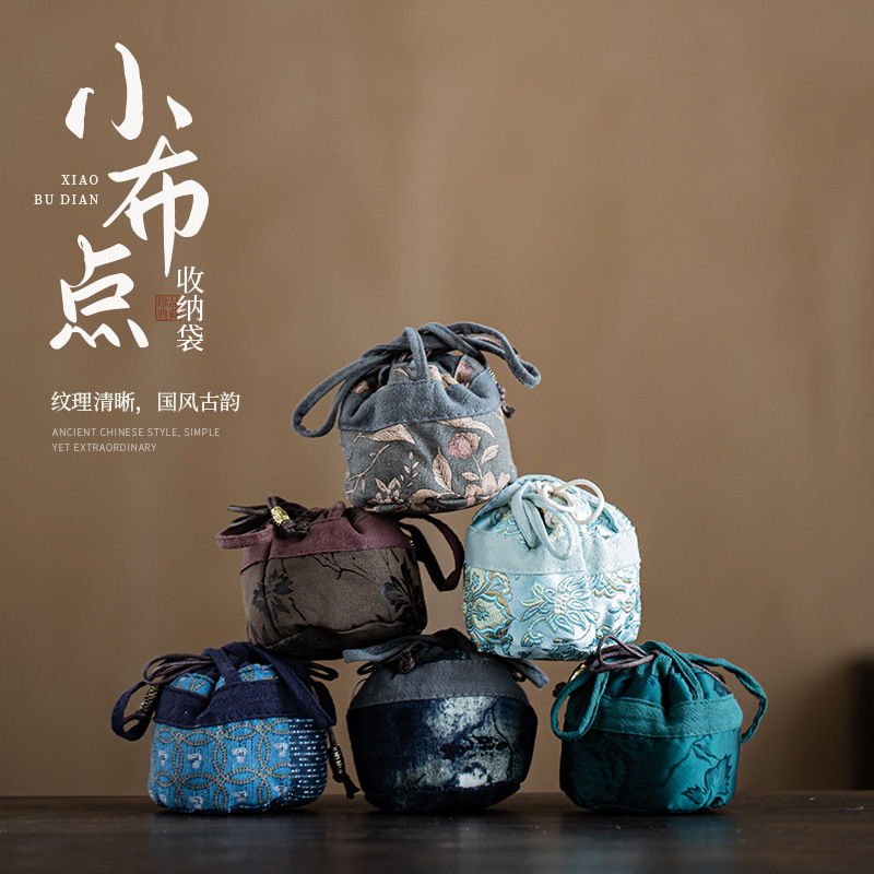 Túi lưu trữ điểm vải nhỏ túi bông làm bằng tay Túi đựng cốc đựng trà túi bảo vệ túi đựng trà Túi đựng trà xách tay ngoài trời