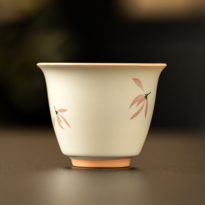 Cốc hoa lan tráng men màu vàng gạo cốc chủ nhân cốc đơn bộ trà gốm sứ kiểu Trung Quốc cốc trà trà trà công nhân gia dụng