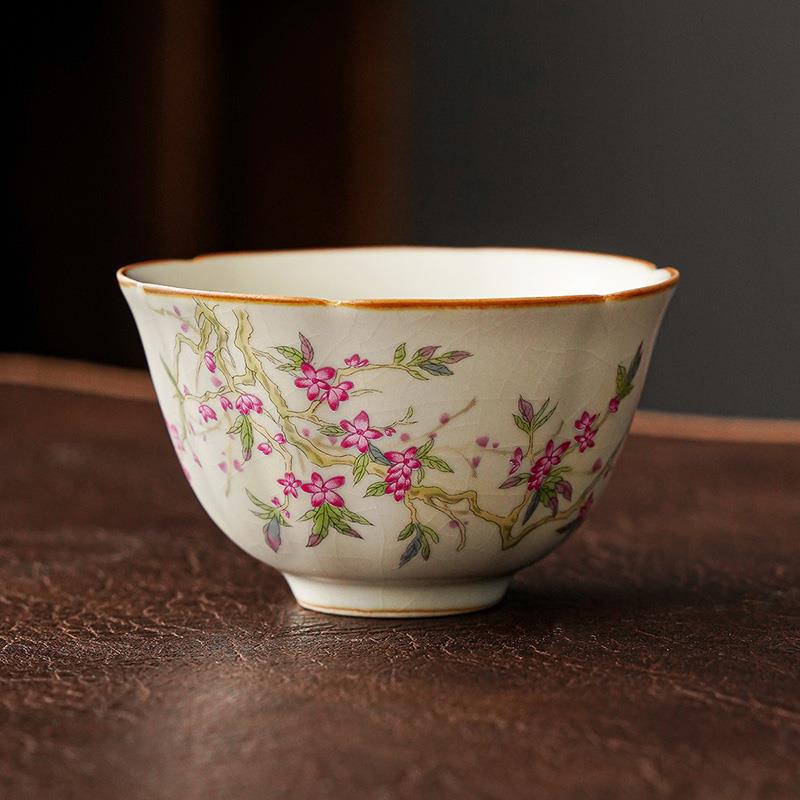 Cốc trà Ruyao màu be, cốc trà, cốc cao cấp, cốc chủ chuyên dụng cá nhân Trung Quốc, bộ trà gốm sứ Kung Fu