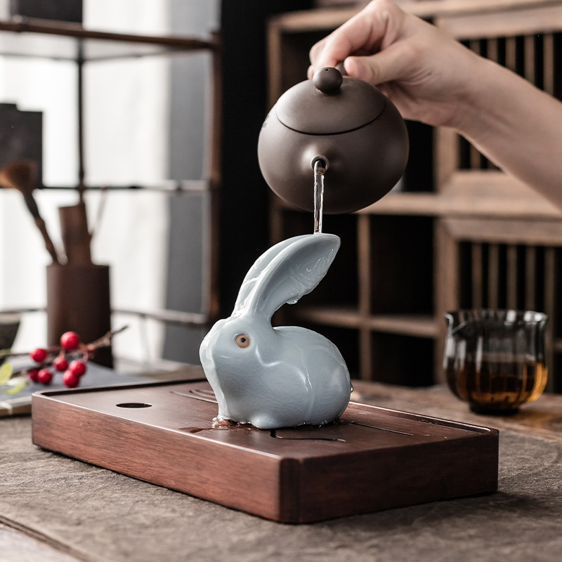 Đồ trang trí cửa hàng thỏ vật nuôi trà Ruyao có thể nâng cao cá tính sáng tạo Bộ trà Kung Fu dễ thương phụ kiện Khay trà chơi trà