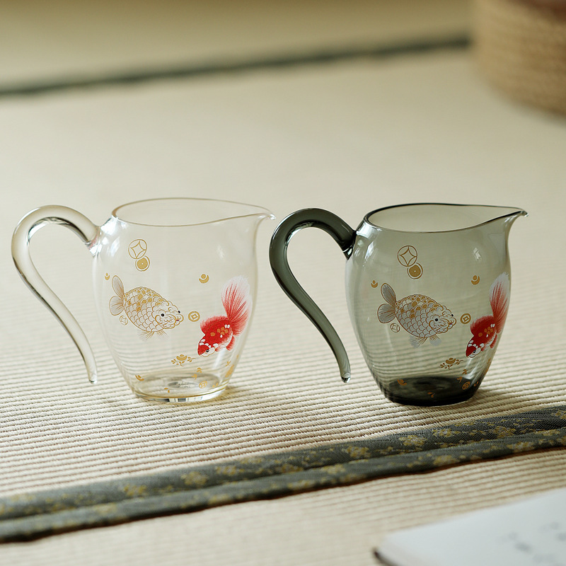 Cốc chia trà thủy tinh chịu nhiệt trong suốt cao dành cho phụ kiện trà đạo Gongdao.