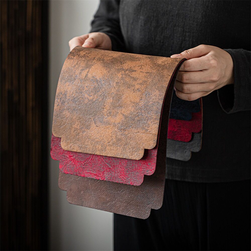 Bàn trà nhỏ chống nước cổ điển kiểu Trung Quốc giả da bàn trà Trà Đạo Thiền chủ nhân bàn trà chấm trà vải bàn trà pha khô kiểu Trung Quốc