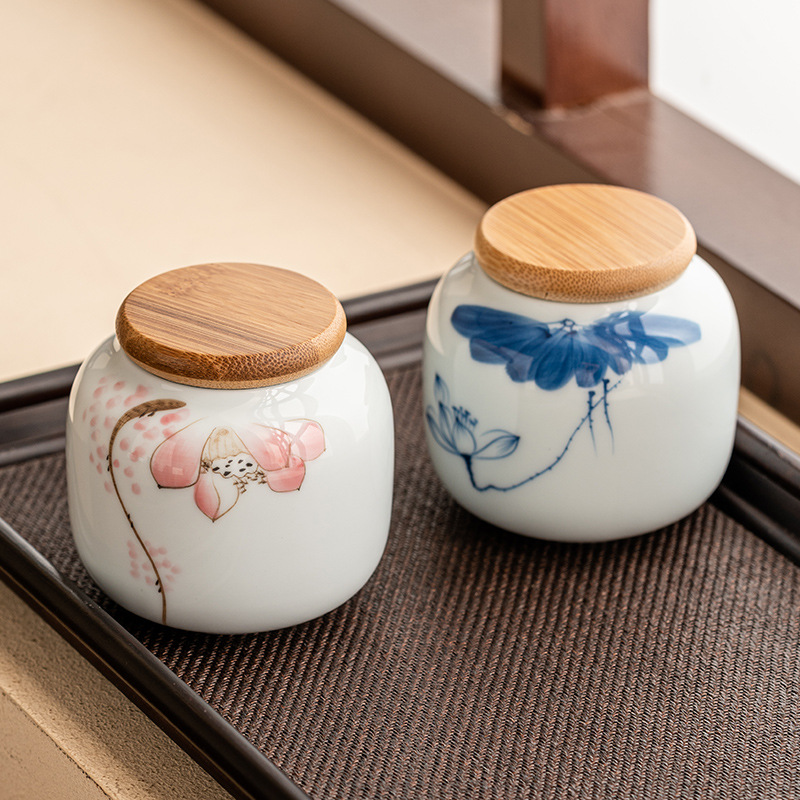 Hoa bình trà ba nhân dân tệ nhỏ bình rỗng bình trà gốm sứ nhỏ kiểu Trung Quốc bình kín bình đựng trà cầm tay