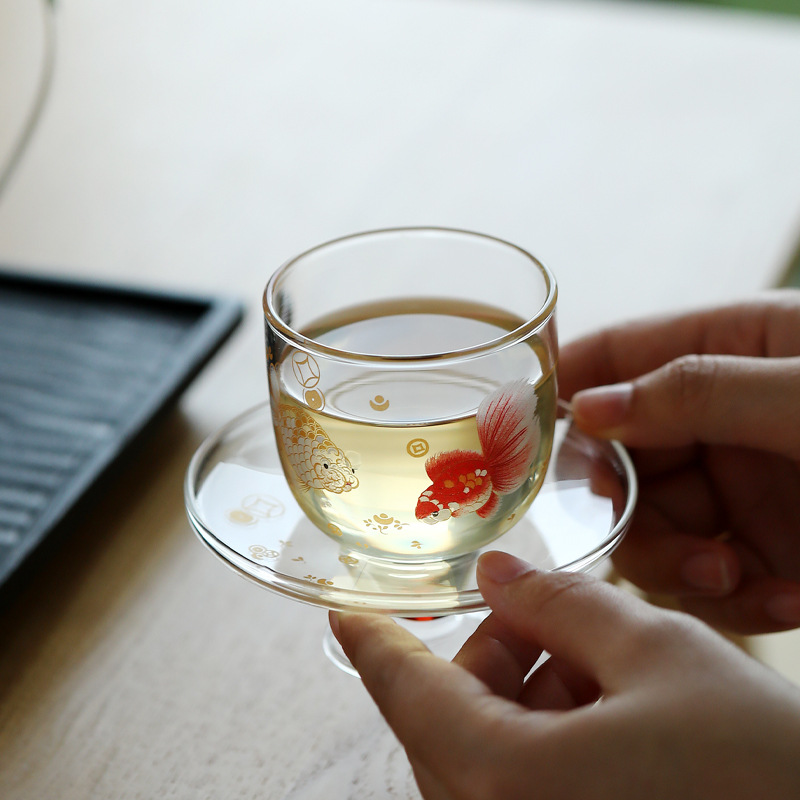 Bộ ấm chén trà Kung Fu giả cổ Song, chất liệu thủy tinh borosilicate cao cấp, màu xanh lá, kèm đĩa