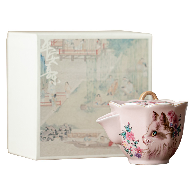 Ấm pha trà lọc gốm sứ có thể nuôi được, ấm hình cánh hoa, ấm Xixi, ấm cầm tay, ấm đơn, hộp quà
