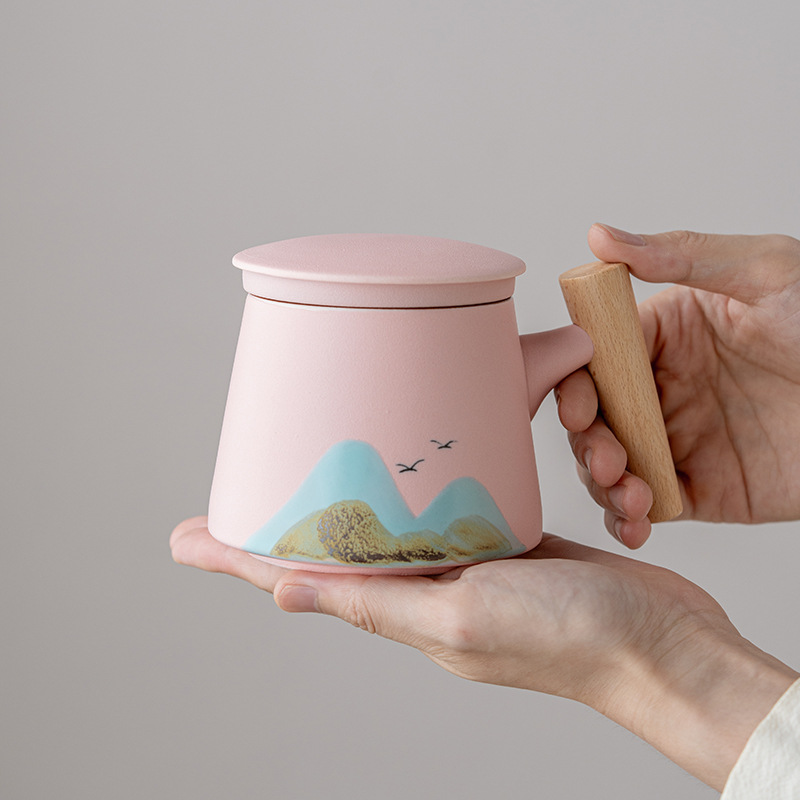 Qianli Jiangshan gốm cốc trà gốm thô Yuanshan tách trà cốc văn phòng cốc hộp quà có sẵn