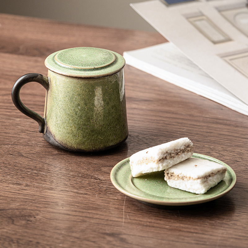 Cốc gốm biến đổi lò có nắp tách trà tách trà cốc pha trà có đĩa cốc nước văn phòng cá nhân LOGO