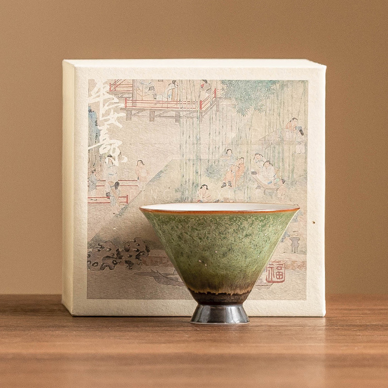 Cốc trà cổ điển lò nung cốc xô bầu trời sao xanh ngọc cốc chủ nhân gốm sứ cao cấp cốc trà gia dụng kiểu Trung Quốc