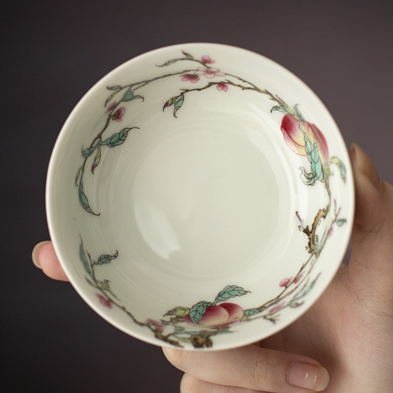 Gốm sứ Jingdezhen cổ đất sét phấn màu Shoutao Pu'er cốc cốc chủ sở hữu đặc biệt cá nhân cốc đơn gia dụng cốc trà