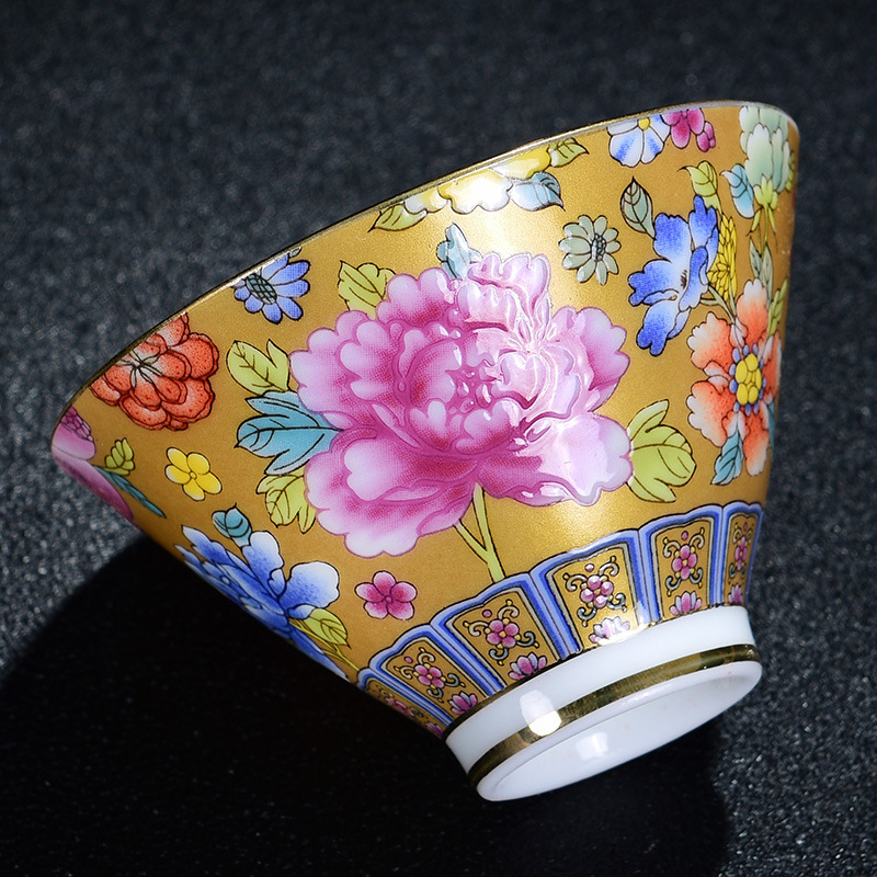 Cốc trà gốm sứ tráng men, cốc chủ nhân, cốc đơn, bộ trà trắng xanh, cốc trà trăm hoa, cốc trà Kung Fu, bộ trà, hộp quà