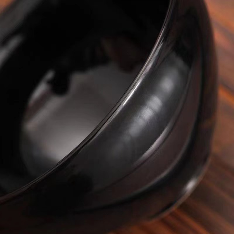 Cốc sứ chính với men vàng đen, cốc trà kung fu lá vàng, cỏ bốn lá, ngân hạnh, lá phong, lá bồ đề.