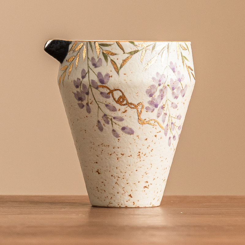 Cốc trà sứ trắng xanh và đá lửa đỏ cốc trà sứ cao cấp Haifen cốc hoa tử đằng vẽ tay bằng vàng phụ kiện trà đạo