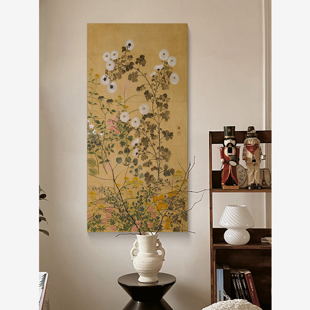 Hoa nở như gấm, hoa Thời Trung Cổ, tranh treo lối vào nghệ thuật, Tranh trang trí phòng khách hiện đại, tranh tường nhà hàng