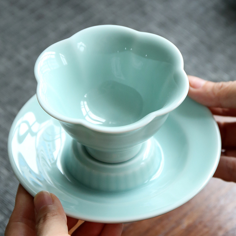 Gốm sứ chống Songying Qingkui miệng chén trà chén trà hình hoa sen chén chủ nhân chén trà chén trà cốc trà