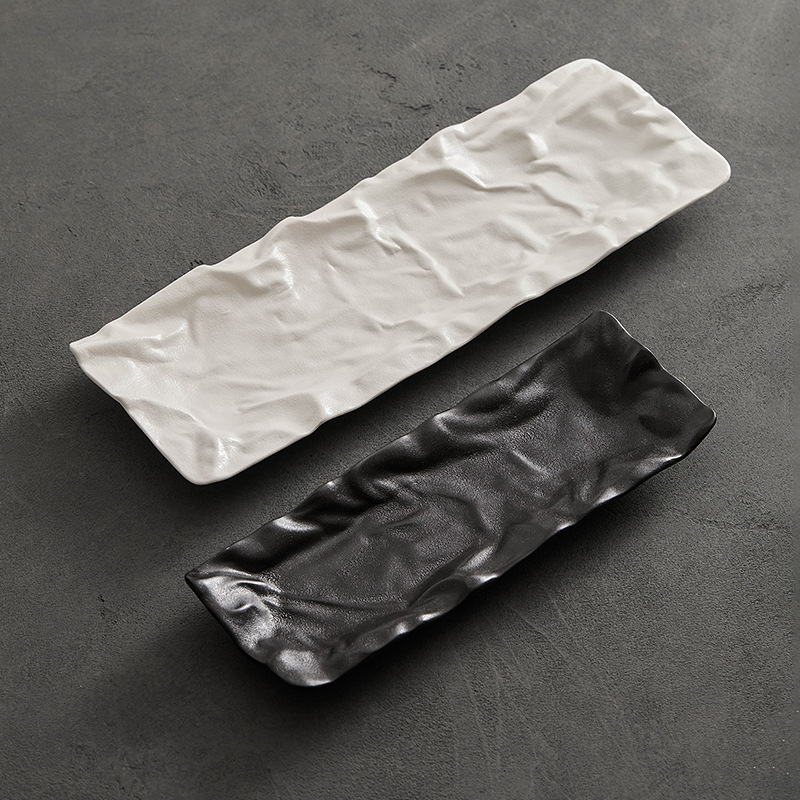 Đĩa chuyên dùng cho sushi gốm sứ vải, đĩa gia dụng, bộ đồ ăn nhà hàng khách sạn sáng tạo, đĩa bày sashimi kết cấu mờ