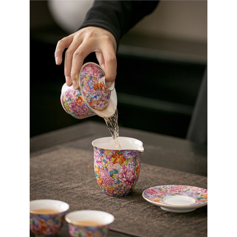 Cốc công bằng men màu Vạn Hoa Cốc công bằng gốm sứ gia dụng dụng cụ chia trà bộ trà kungfu trà phụ kiện trà đạo