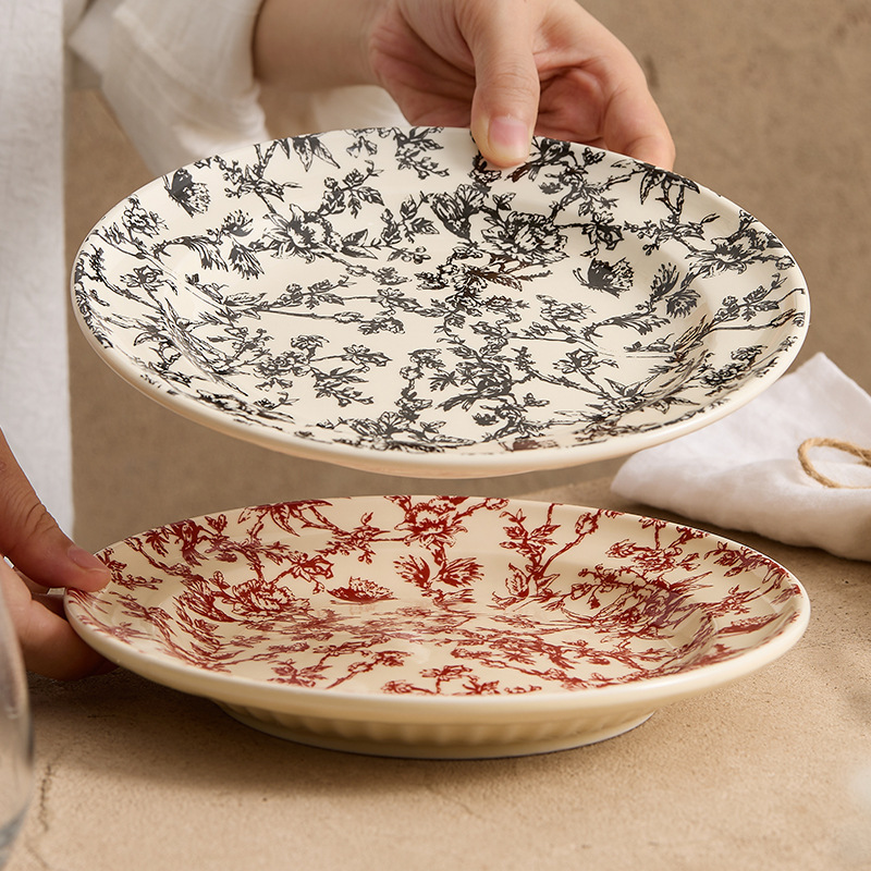 Đĩa tráng miệng bằng gốm sứ thời trung cổ Đĩa món tráng miệng Đĩa món ăn gia dụng Bộ đồ ăn cao cấp Đĩa món ăn Đĩa món ăn nguội Đĩa hình tròn