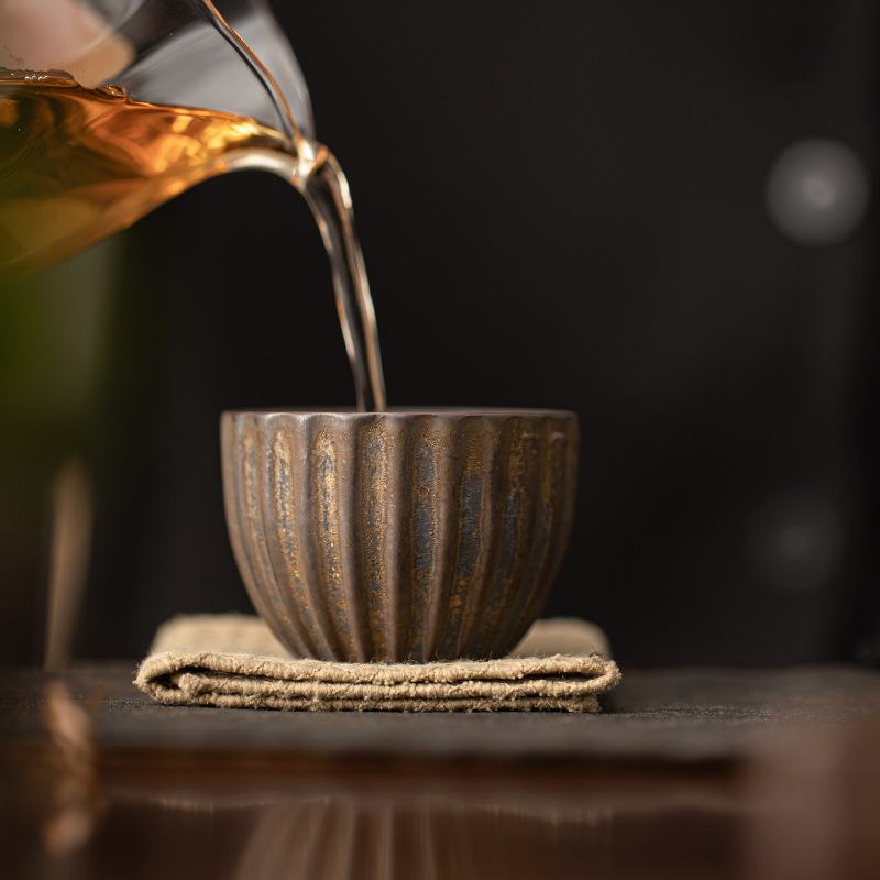 Cốc trà tráng men sắt mạ vàng cổ kiểu Nhật, cốc chủ nhân, Bộ trà Kung Fu gốm sứ cỡ lớn, cốc trà cá nhân