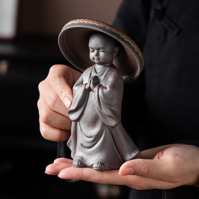 Bộ lọc trà lọc trà nhà sư gốm thô, bộ lọc trà cổ điển, đồ trang trí bằng gốm Sứ thú cưng trà, dụng cụ tách trà