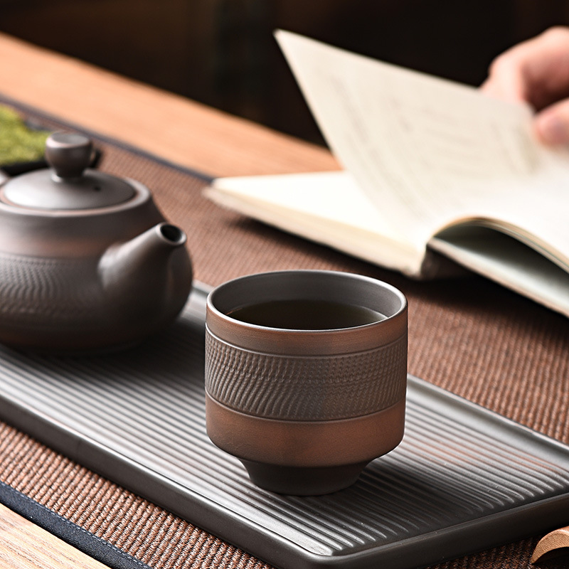 Cốc trà dao nhảy thủ công bằng gốm tím, bộ trà công phu bằng gốm sứ cao cấp, cốc chủ nhân cỡ lớn, bán buôn gia dụng