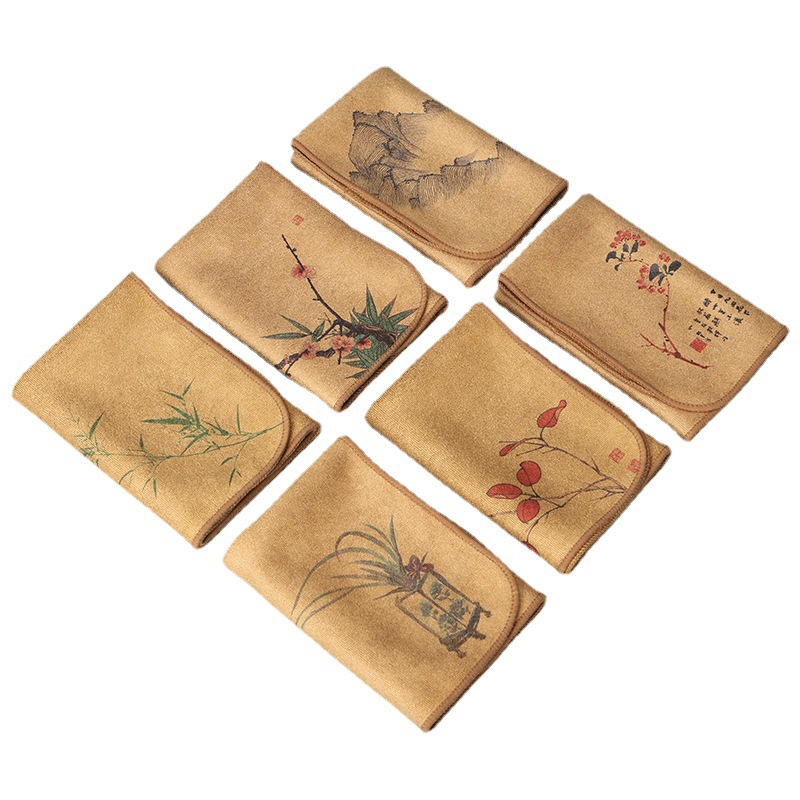 Bán buôn vải Trà Sơn Khăn trà cao cấp Khăn trải bàn Khăn trà thấm nước Bộ trà dày cotton lanh Zen khăn lau