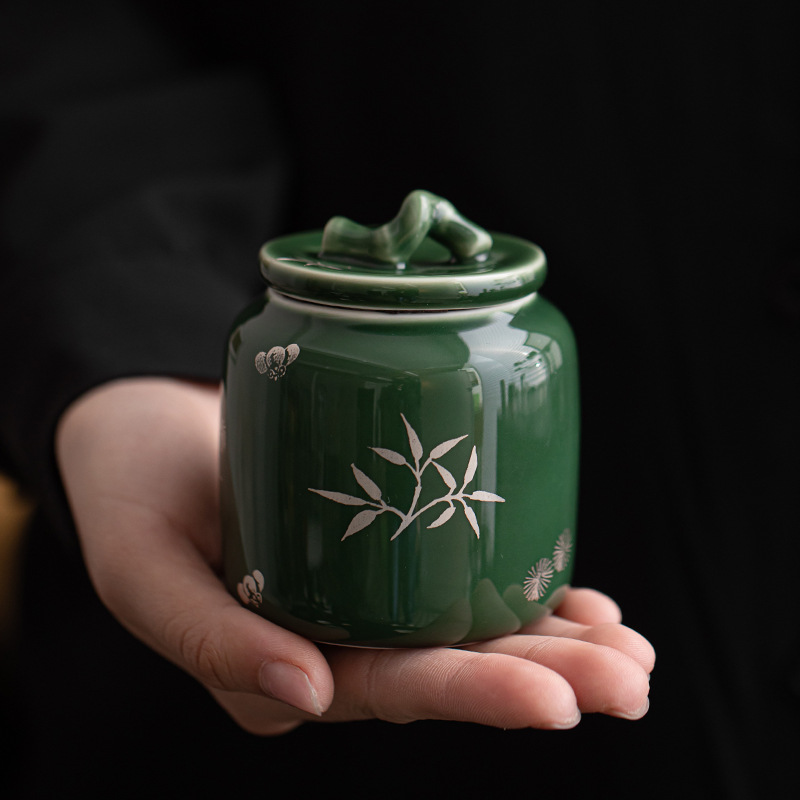 Hộp đựng trà men tre xanh kiểu Nhật, hộp đựng trà mini đựng trà du lịch xách tay