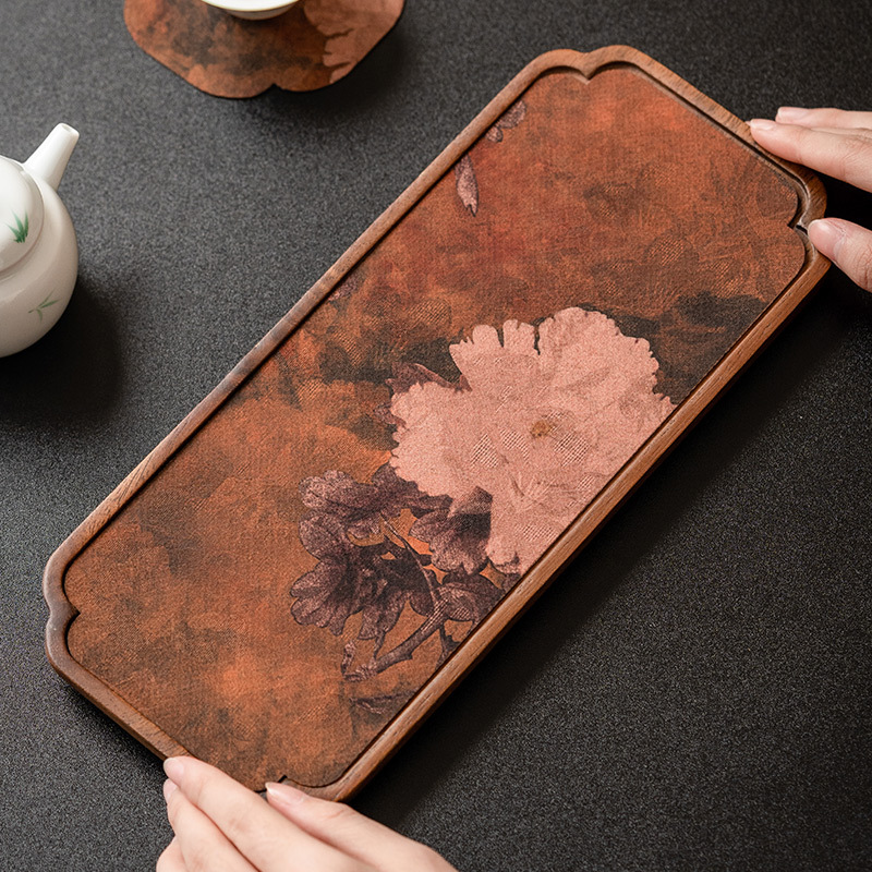 Khay pha khô gỗ óc chó bàn trà văn phòng bàn trà gia dụng phụ kiện bộ trà thiền kiểu Trung Quốc bàn trà khay trà chống nước