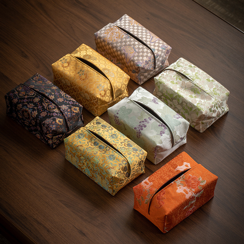 Hộp khăn giấy sang trọng nhẹ thiền kiểu Trung Quốc vải nghệ thuật phòng khách trà để bàn retro hộp khăn giấy mặt túi khăn giấy gia dụng