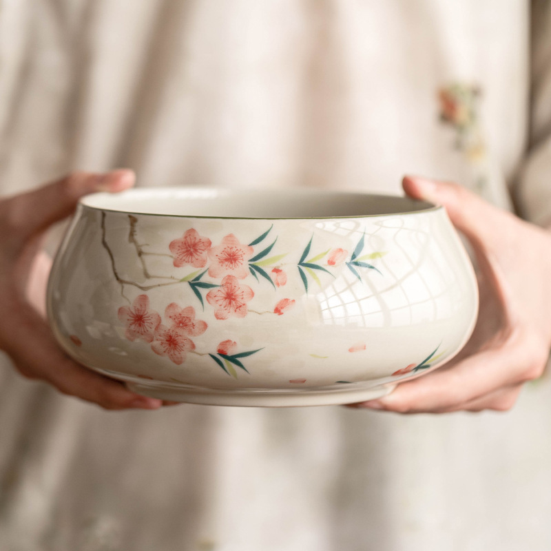 Vẽ tay hoa đào trà Biển Rửa Trà thực vật xám Phụ Kiện Bộ trà cao cấp Thùng trà lớn đơn giặt bút Jianshui cực lớn