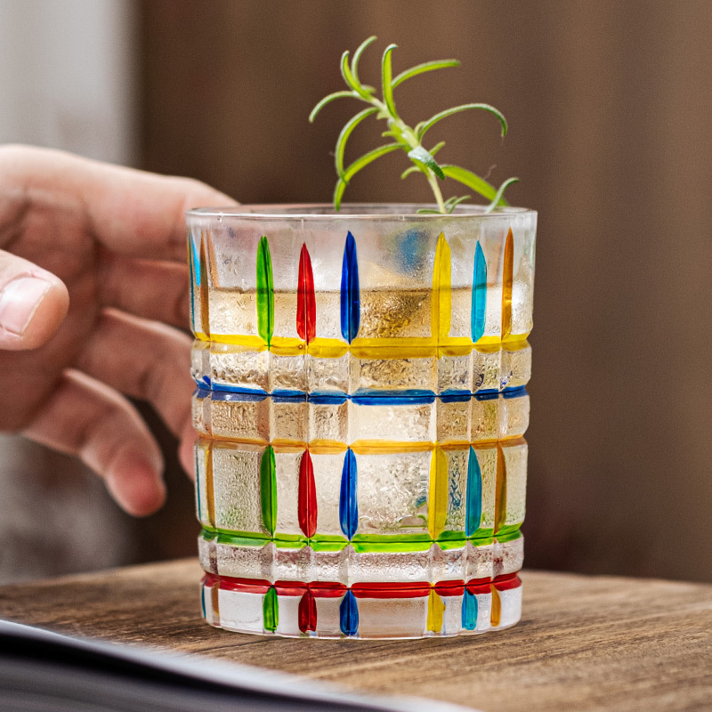 Cốc pha lê có giá trị cao mẫu mới Cốc uống nước dệt màu phong cách Instagram ly rượu Whisky cô gái nổi tiếng trên mạng