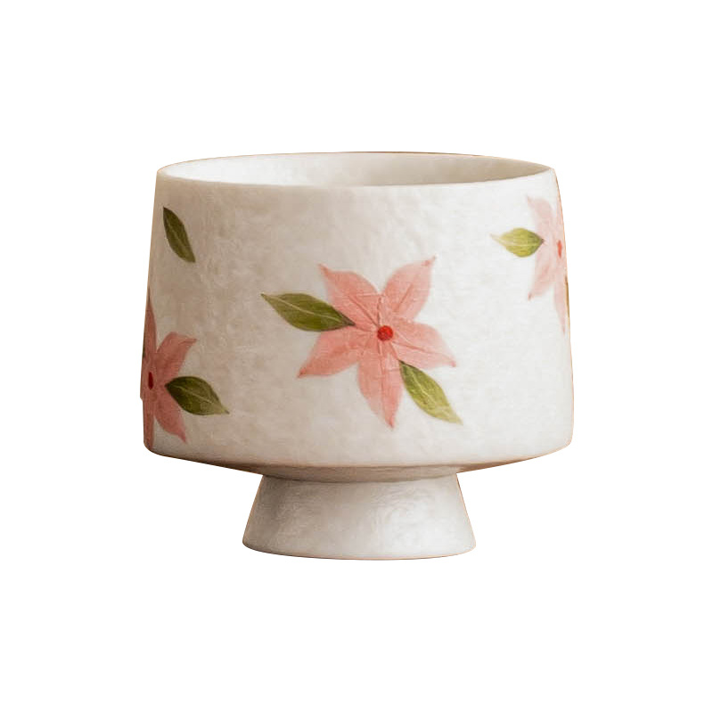 Cốc trà chân cao hoa anh đào trắng mỏ đá, cốc trà gốm sứ, cốc trà kiểu Trung Quốc mới, bộ trà Kung Fu, cốc nữ, cốc đơn