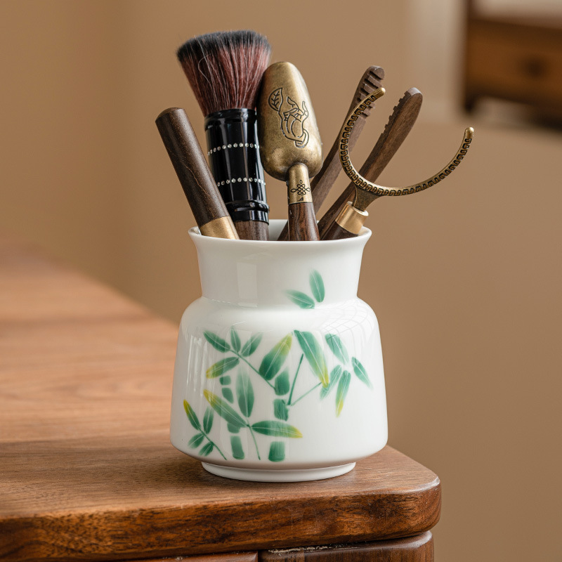 Vẽ tay Lễ hội Lễ hội Trà đạo Cao Thắng Ống trà đạo Sáu quý ông Bộ trà Kung Fu gia dụng Phụ kiện Hộp đựng bút Cắm hoa Đồ trang trí gốm sứ